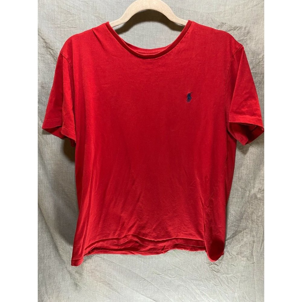 Ralph Lauren Shirt Boys Large Red Blue Pony Pullover Short Sleeve Tee Youth